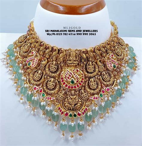 Antique gold Lakshmi peacock kundan choker - Indian Jewellery Designs