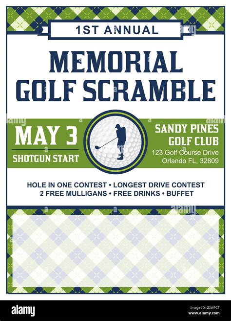 A template for a golf tournament scramble invitation flyer. Vector EPS ...