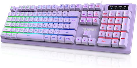 NPET K10 Wired Gaming Keyboard, RGB Backlit, Spill-Resistant Design ...