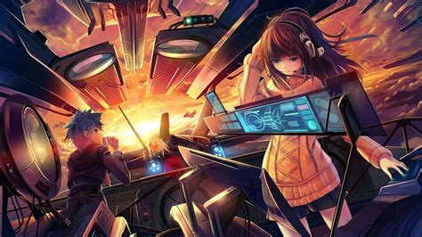 Download 8k Anime Futuristic Airship Wallpaper | Wallpapers.com