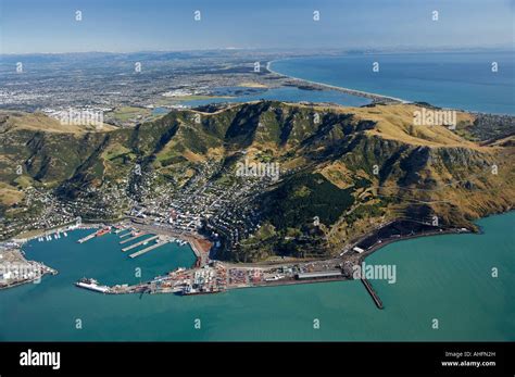 Port of Lyttelton Lyttelton Harbour Canterbury South Island New Stock Photo, Royalty Free Image ...