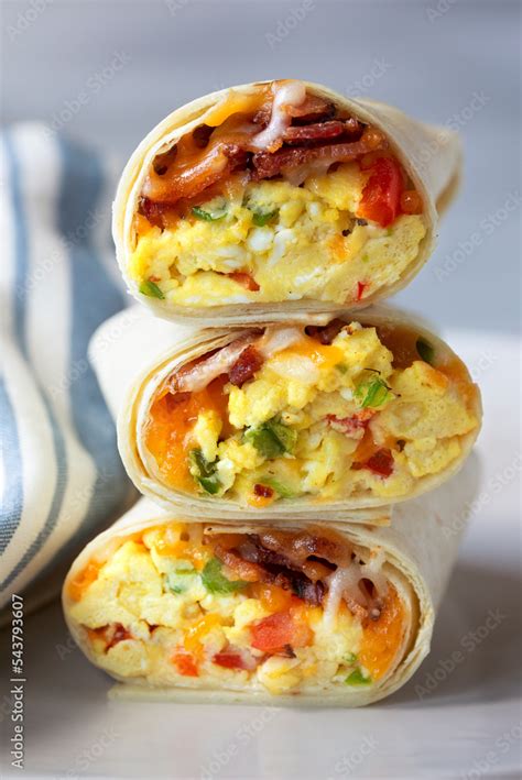 Make-Ahead Breakfast Burritos for the whole family Stock Photo | Adobe ...