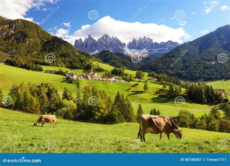 Countryside View Of The Funes Valley, Bolzano, Italy. Royalty-Free Stock Photography ...