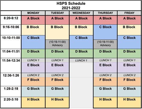 HSPS Bell Schedule — High School for Public Service