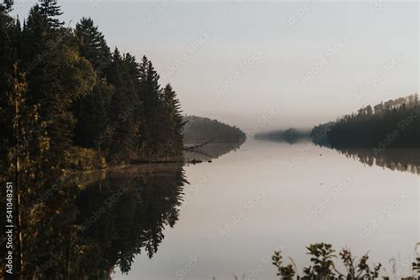 Foggy lake Stock Photo | Adobe Stock