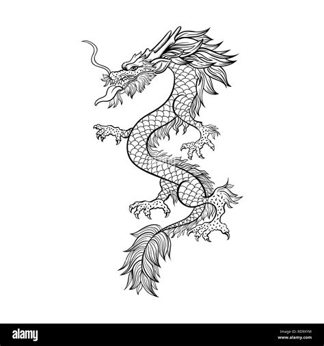 Chinese Dragon Black and White Stock Photos & Images - Alamy