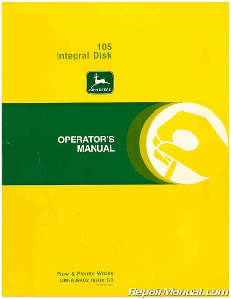 Used John Deere 105 Integral Disk Operators Manual