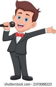 Cute Boy Singing Cartoon On White Stock Vector (Royalty Free ...