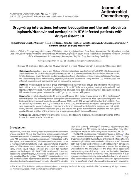 (PDF) Drug–drug interactions between bedaquiline and the ...