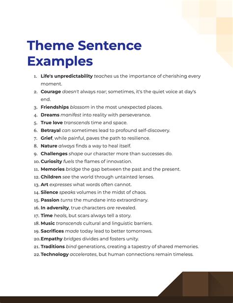 Theme Sentence - 99+ Examples, PDF, Tips