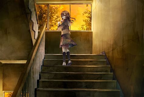 Anime Girl Falling Down Stairs