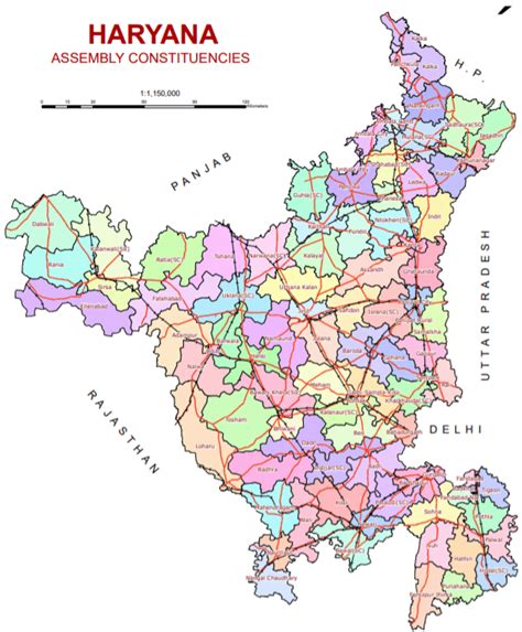 Assembly Constituencies map of Haryana