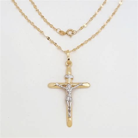 18K Real Gold Jesus Cross Necklace – Hamsa Gold