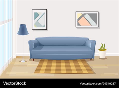 Comfortable sofa in living room cartoon Royalty Free Vector