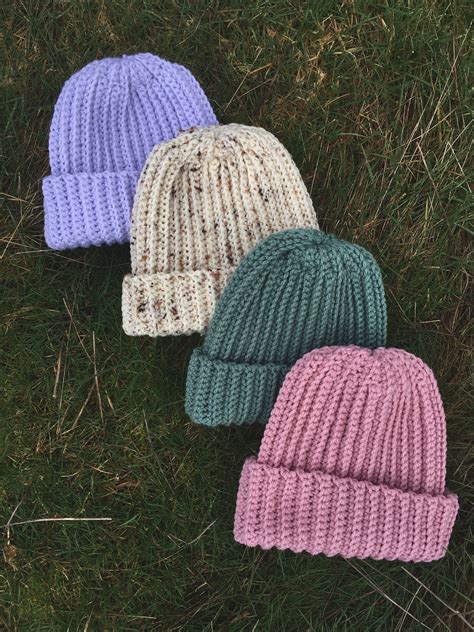 Classic Adult Ribbed Crochet Beanie | Etsy