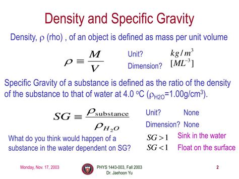 What Is Specific Gravity Definition Formula