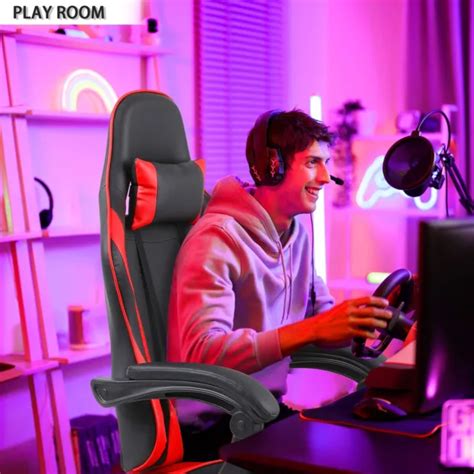 COMPUTER GAMING CHAIR PU Leather Swivel High-back Ergonomic Chairs Recliner Seat $115.99 - PicClick