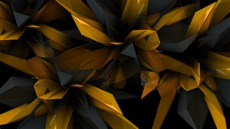 Download Polygon Gold Black Design Abstract Facets Abstract Black HD ...