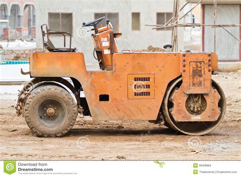 Road Roller at Construction Site. Stock Photo - Image of blacktopping ...