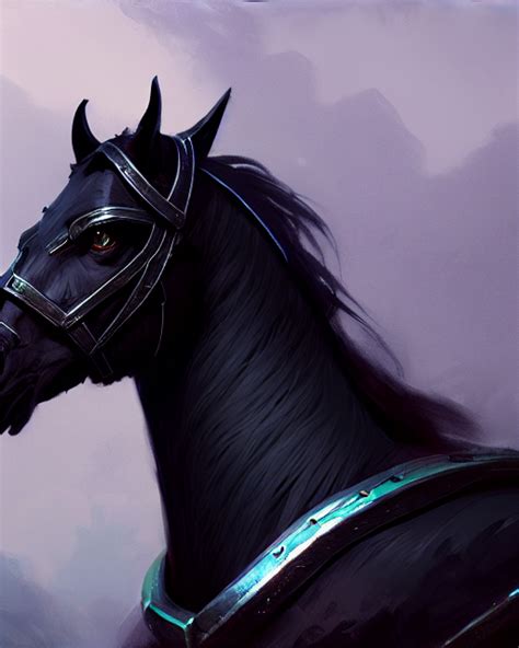 prompthunt: matte fantasy painting of a black horse, DnD character portrait, by Greg Rutkowski ...