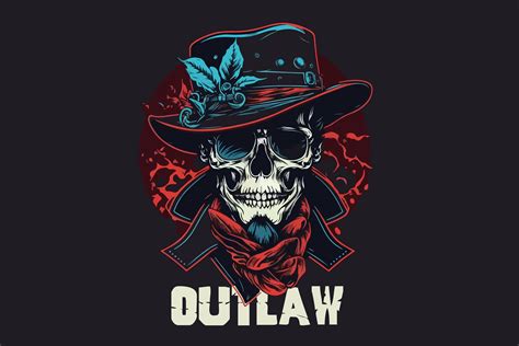 Vector Skull Outlaw Art for T-shirt Graphic by Fractal font factory · Creative Fabrica