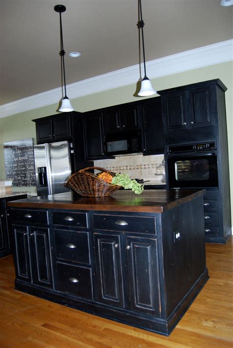 Black Distressed Kitchen Cabinets - Bella Tucker Decorative Finishes