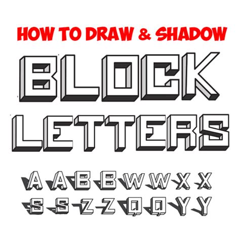 How to Draw 3D Block Letters - Drawing 3 Dimensional Bubble Letters Casting Shadows Tutorial ...