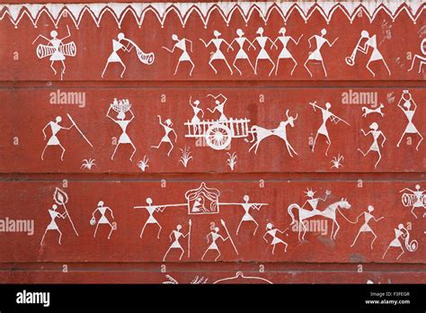 Tribal art ; Warli painting ; Maharashtra ; India Stock Photo, Royalty Free Image: 88236535 - Alamy