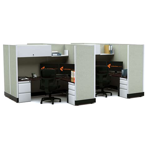 Modular Office Desk Furniture 67H 4pack Cluster Powered Cubicles ...