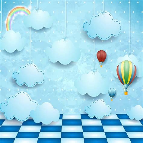 Allenjoy graphy backdrop baby blue sky cartoon children rainbow, baby ...