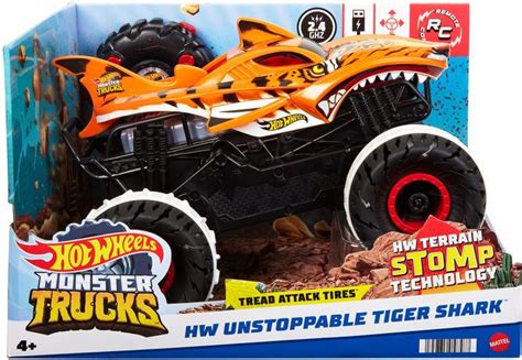 Hot Wheels Monster Trucks Unstoppable Tiger Shark RC Vehicle by Mattel ...