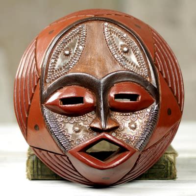 UNICEF Market | Handcrafted Circular West African Wall Mask in Red ...