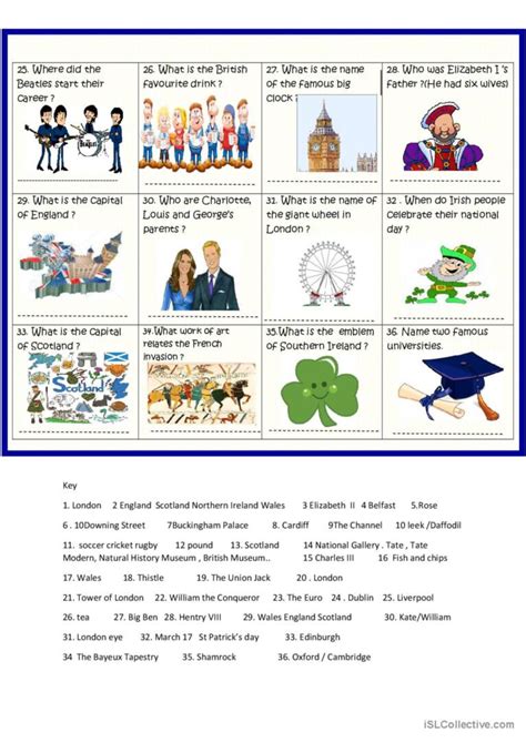 the British Isles : quiz with KE…: English ESL worksheets pdf & doc