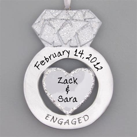 Engagement Ring Ornament, Personalized