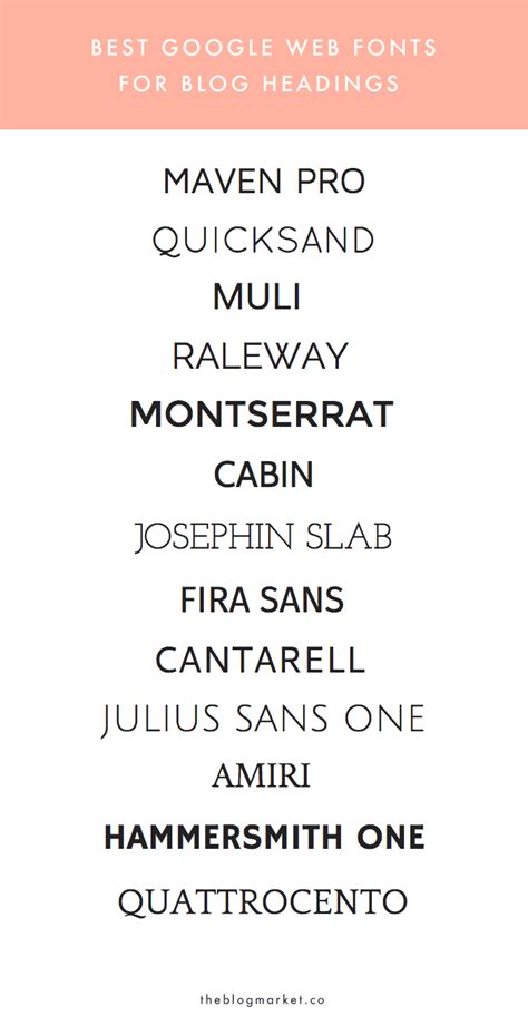Best Google Web Fonts to Use for Blog Headings - The Blog Market | Web font, Lettering fonts ...