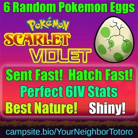 6 Random Shiny Eggs Pokemon Scarlet and Violet Custom - Etsy