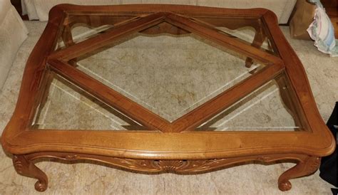 Hitiques — Ethan Allen French Legacy Collection Glass-Top Coffee Table, Carved