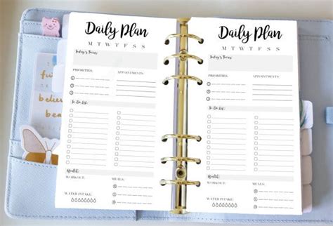 Planner Daily Organizer Inserts - Printable Planner Inserts - Filofax ...