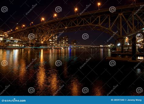 Bridge at Night at Vancouver Canada Stock Photo - Image of lights ...