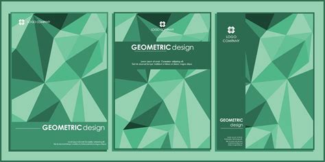 book cover design with gemotric triangle shape and green elegant style ...