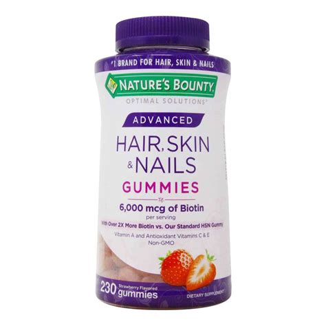 Nature's Bounty Advanced Hair, Skin & Nails Gummies, Strawberry, 230 Ct