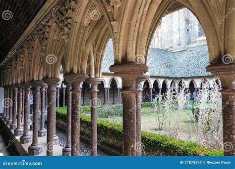 Mont Saint Michel, France - September 8, 2016: Cloister Garden I Editorial Stock Photo - Image ...