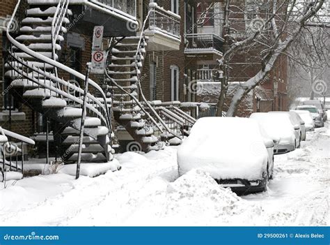 Montreal snow storm stock image. Image of street, cold - 29500261