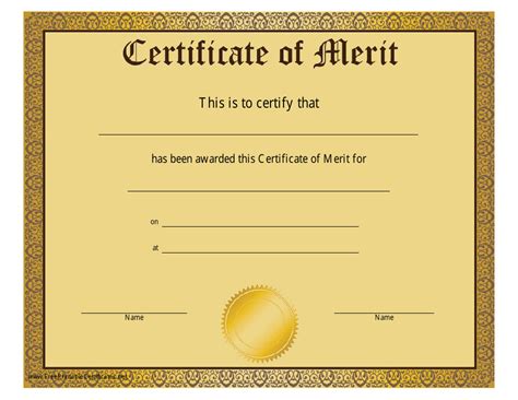 Certificate of Merit Template - Gold Download Printable PDF ...