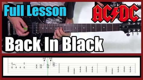 AC/DC BACK IN BLACK FULL LESSON WITH TABS | Rhythm guitar and solos - YouTube