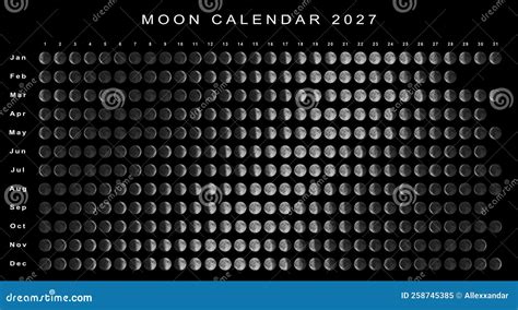 Moon Calendar 2027 Northern Hemisphere Stock Illustration - Illustration of horoscope, 2027: ...