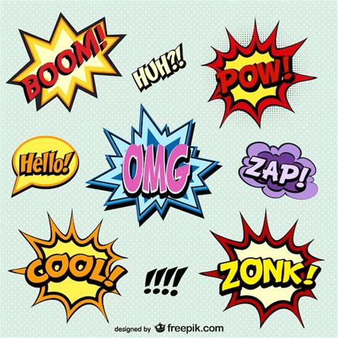 Free Vector | Comic book words onomatopoeia