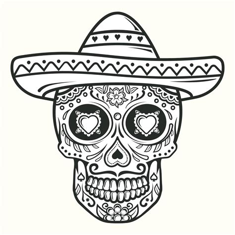 Mexican skull, day of the dead tatoo 11538083 Vector Art at Vecteezy