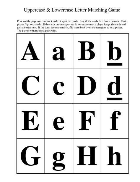 Upper And Lower Case Alphabet Chart Printable