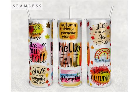 Fall Quotes Tumbler Wrap, 20oz Skinny Tumbler Sublimation Design, PNG ...